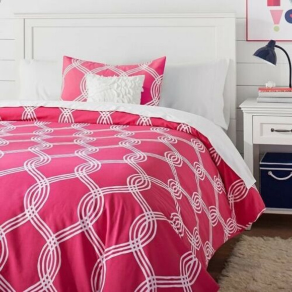 Pottery Barn Bedding Teen Pink Infinity Stripe Duvet Cover